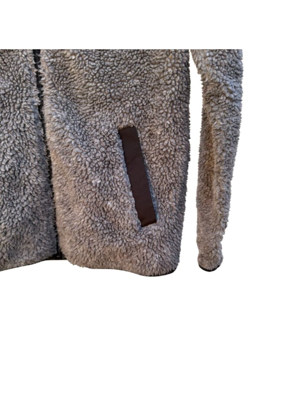 Abercrombie Kids Sherpa Fleece Zip Jacket 11 12 Boys Gray Pocket Moose Logo - Picture 3 of 7